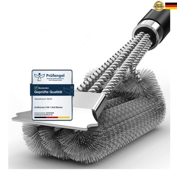 GrillbüRste Hazens Edelstahl Schaber Dicht PP Griff Gas Holzkohle K-image