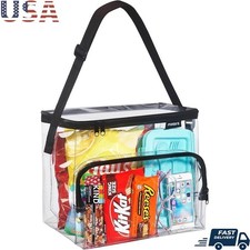 Stadium Approved Clear Lunch Box Heavy Duty PVC Plastic Freezer Safe Tote New