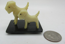 Antique 1930's Miniature Celluloid Art Figure Scotty Dogs on Stand Japan Toy