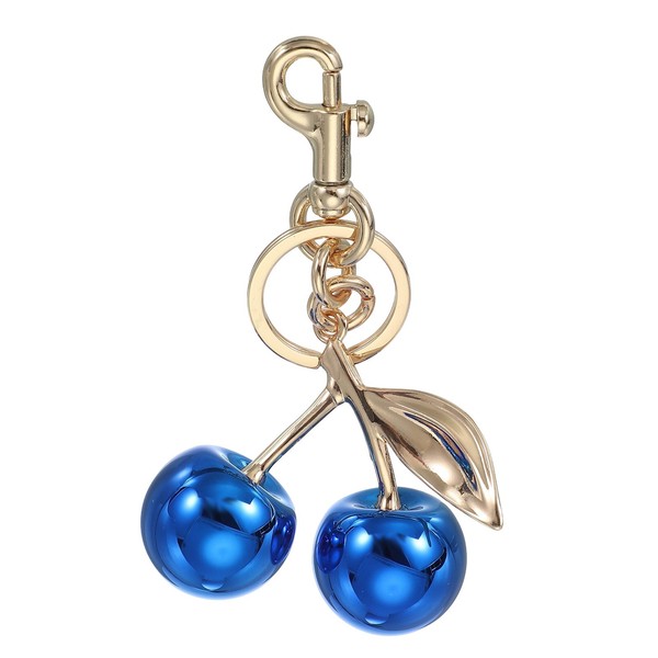 Kirsch-SchlüSselanhäNger TaschenanhäNger Mit SchlüSselring Clip, Blau-Lichtgold-image