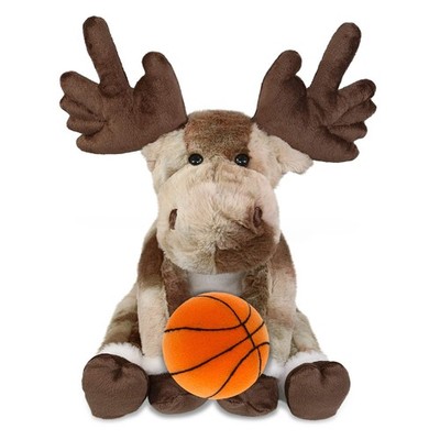 SUPER SOFT PLUSH - FOREST FLOPPY MOOSE 10.5'' WITH BASKETBALL PLUSH