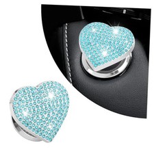 Bling Push Start Button Cover with Rhinestone,Heart Push to Start Button Blue
