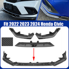Front Bumper Spoiler Lip Splitter Carbon Fiber Print For 2022-2024 Honda Civic Front Bumper Spoiler Lip Splitter Carbon Fiber Print For 2022-2024 Honda Civic