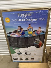 Funsicle 9'10" x 6'7" Oval Above Ground Swimming Pool, Dark Herringbone NEW