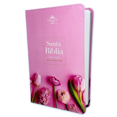 Biblia Letra Grande 12 puntos para Mujer RV1960 imit piel tulipanes