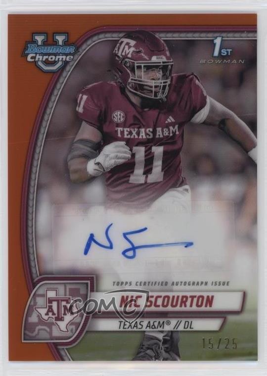 2024 Bowman U Chrome Prospect Orange Refractor 15/25 Nic Scourton Auto 3hd