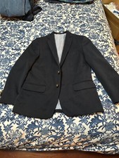 Tommy Hilfiger Boy's 10 Navy Blue Bronze Gold 2-Button Blazer Jacket Sport Coat