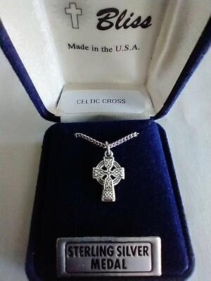 New 925 Sterling Silver Celtic Crucifix Necklace 18" Curb Chain | eBay