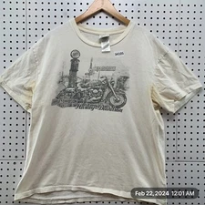 Vintage Harley Davidson Motorcycle Shirt Mens XL Beige Open Road Fond Du Lac  