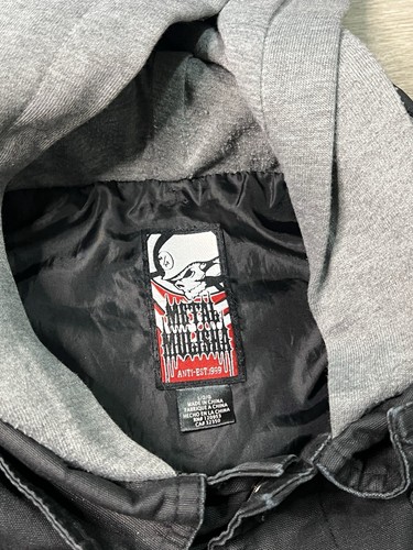 Chaqueta vaquera estilo Mulisha x Sons of Anarchy de metal con capucha calavera motociclista cera de mezclilla L - Imagen 3 de 10