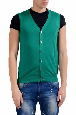 Malo Men's Green Silk Cashmere Button 