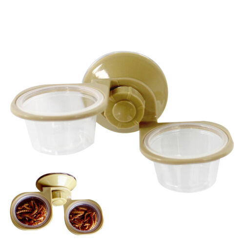 Suction Cup Reptile Feeder Double Bowl Reptile Food Water Feeding Bowl