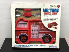 New in Package Kids Funwares Me Time Meal Set Fire Truck Plate Spoon Fork