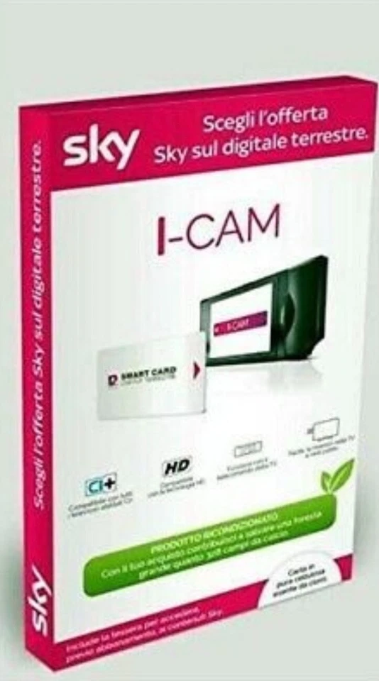 SKY I-CAM HD DDT + TESSERA NON ANCORA ATTIVATA - DIGITALE TERRESTRE - MAI USATO  - Immagine 2 di 4
