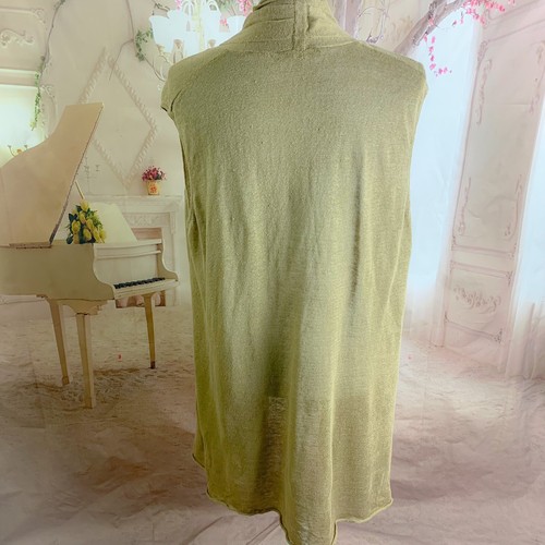 Piazza Sempione Women’s Gold Sleeveless Linen Cardigan 44 US 10 - Picture 7 of 10