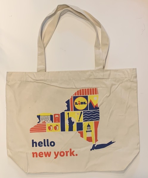 Bolso de Mano LiDL Reutilizable de Lona para Compras, Hola Nueva York Gran Inauguración Ed. RARO