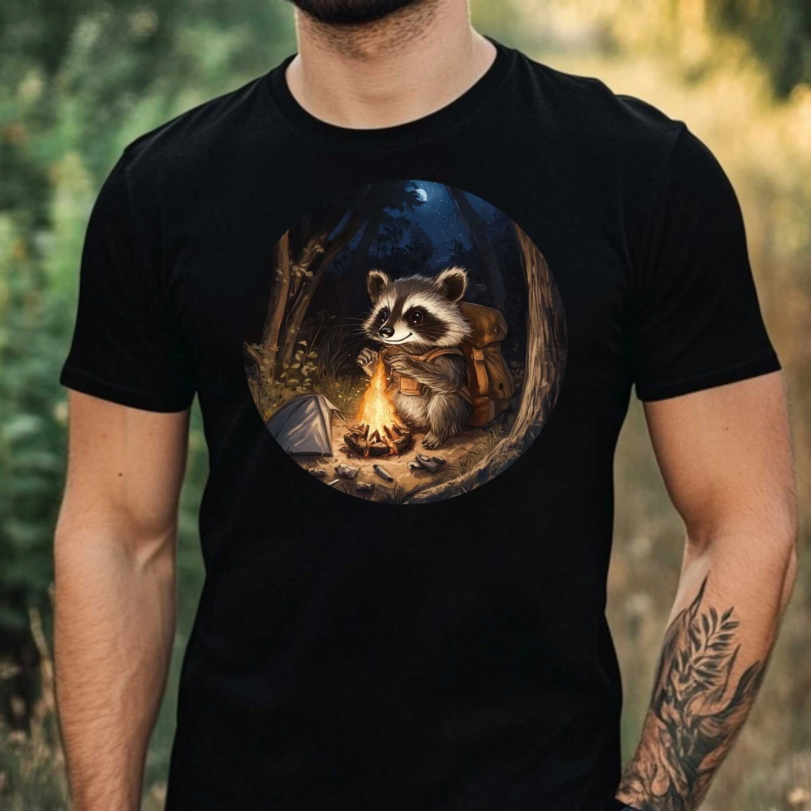 Mens Camping Raccoon Print Cotton T-Shirt Size XS to 5XL
Opens in a new window or tab