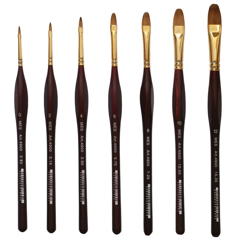 MES Rotmarder Katzenzunge feine Pinsel für Acrylfarbe, Aquarellfarbe, Nail, Ölfarbe