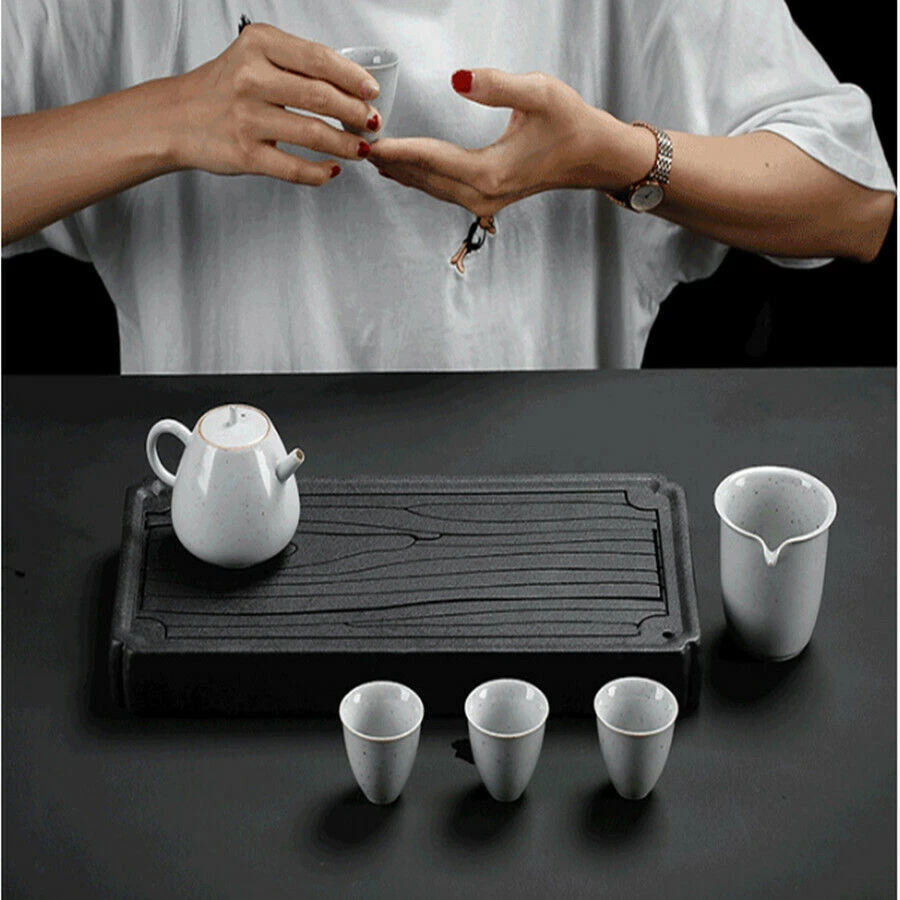 Bandeja de té de cerámica negra Kungfu Gongfu Bandeja de té Mesa para servir Plato almacenamiento de agua Foto 3 de 4