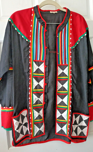 Chaqueta De Colección Años 70 Asiática Arte Popular Patrón Audaz Colorido Estilo John Fowler Tailandia - Imagen 9 de 10