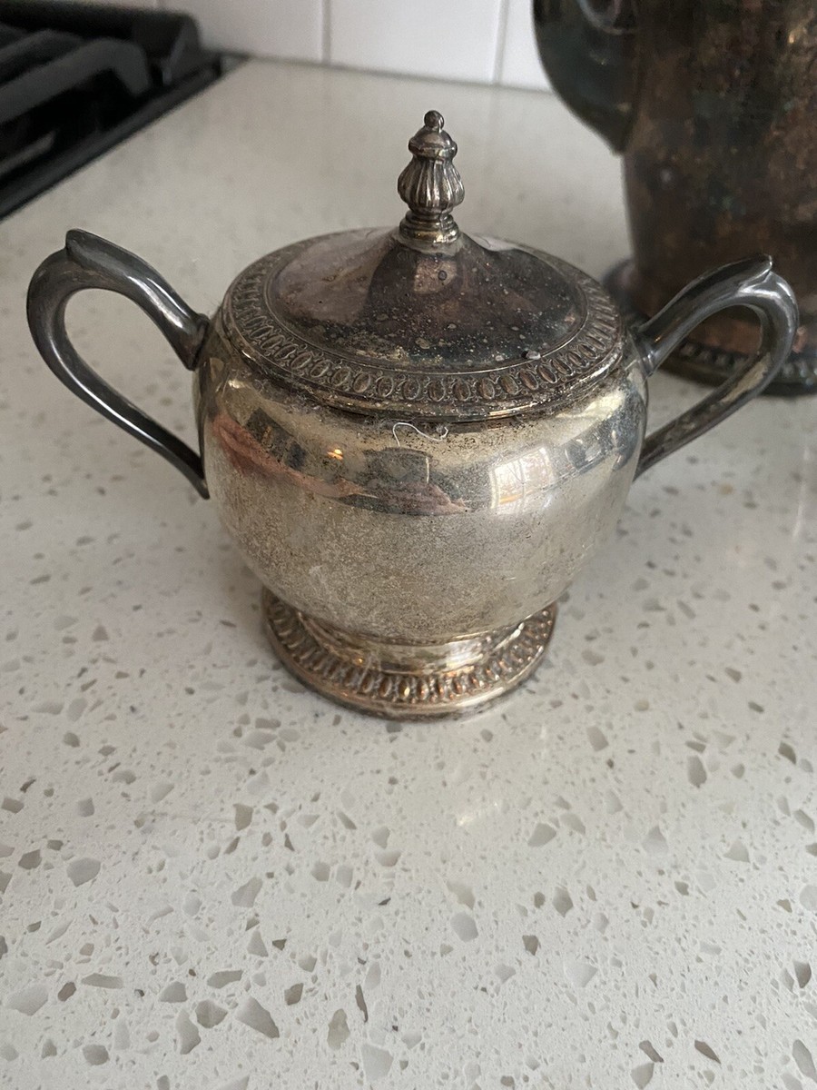 Vintage F.B.Rogers Silver co Trademark 1883 Tea Pot, sugar bowls