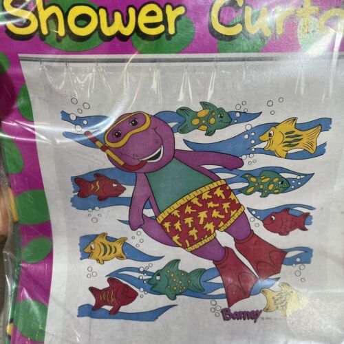 Vintage 1993 Barney the Dinosaur Shower Curtain New Sealed D1 - Picture 3 of 7