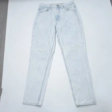 American Eagle Outfitters Mom Jeans Women's 2 Blue Striped Denim Cotton Straight