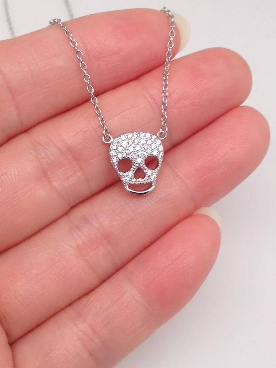 Black Diamond Pavé Skull Necklace — Iz&Co.