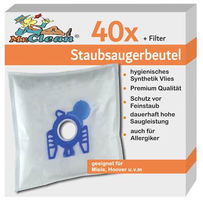 40 Mr.Clean Staubsaugerbeutel geeig. Miele Silver . Solaris . Solution: 2000 