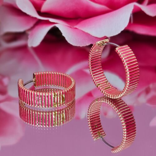 Pendientes Gorjana Oro Rosa 18k Chapado Rayas Catalina Esmalte Aros Clásicos