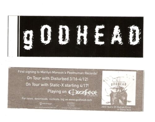 GODHEAD GOD HEAD Disturbed StaticX Ozzfest Man Sticker - Picture 1 of 2