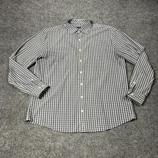 johnnie-O Prep-Formance Shirt Mens Large Gray Gingham Plaid Button Down Stretch