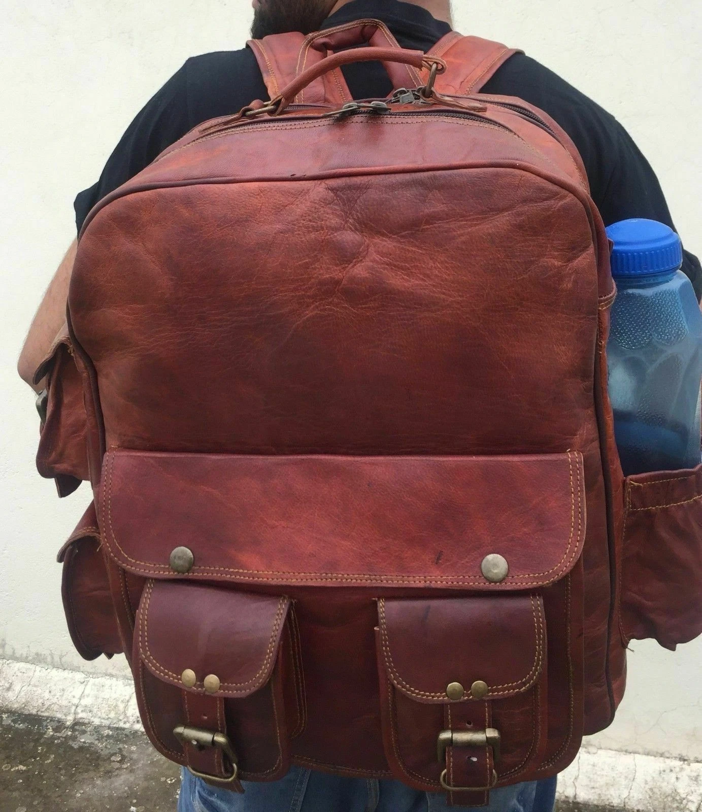 Rucksack Laptop Bag Large Men's Shoulder Briefcase Leather Backpack Bag NEW
