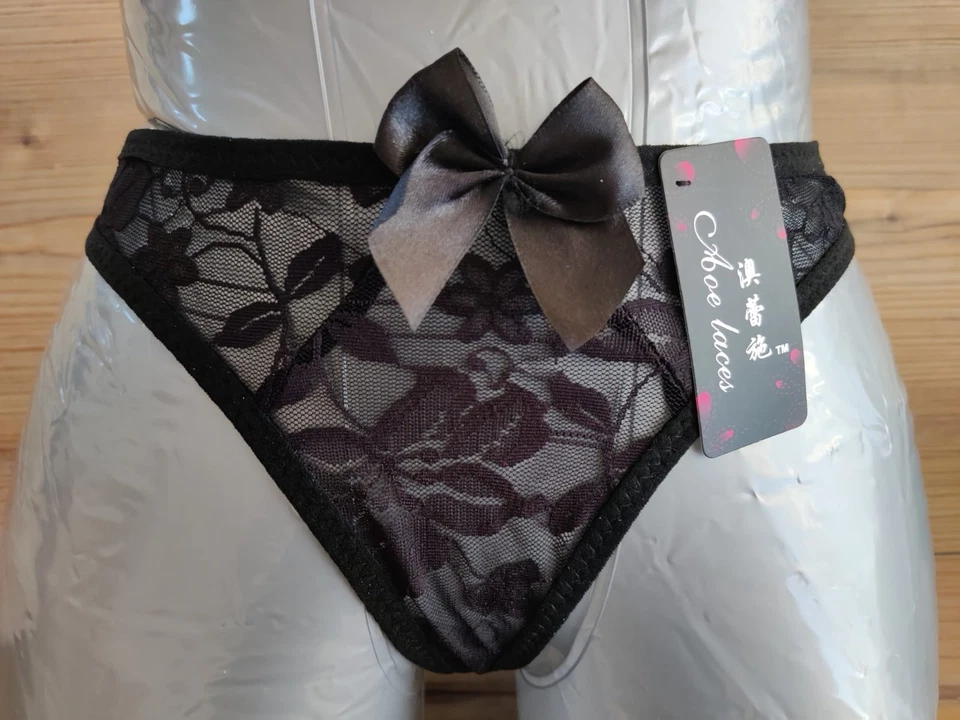 Sexy Dessous: Spitzen-Tanga - Schwarz - Bild 2 von 4