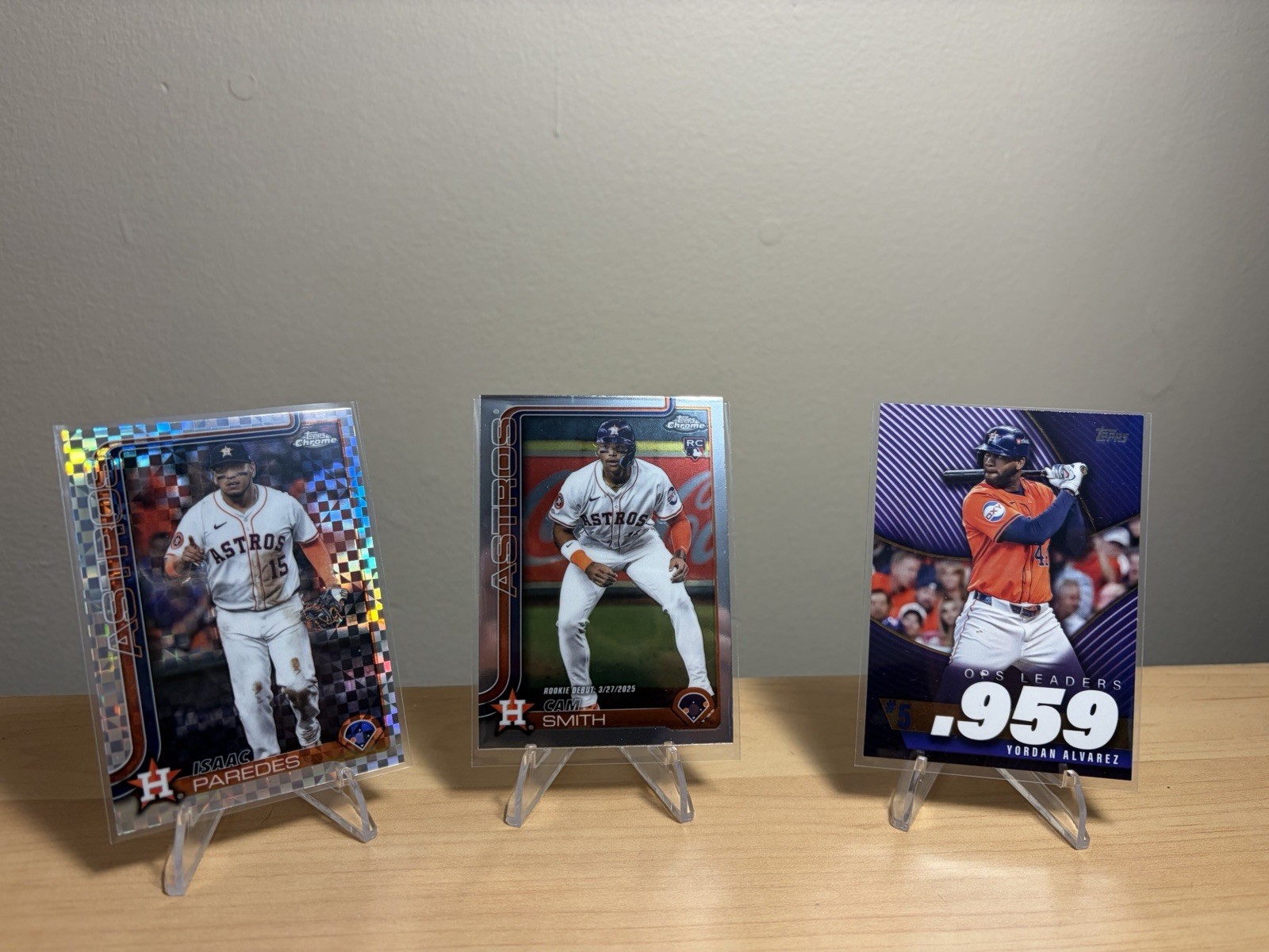 Topps Chrome Houston Astros MLB 3 card lot: Paredes, Smith(RC), Alvarez