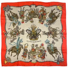 Hermes Carre 90 Les Fetes Du Roi Soleil Ladies Used