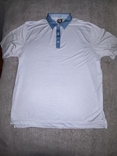 FootJoy Golf Polo Shirt 2XL - White Blue Geom...
