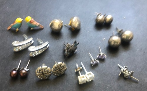 STERLING SILBER 925 Konvolut Ohrringe Paar P27 Ohrstecker Kugeln elegant Vogel Kaktus Fisch