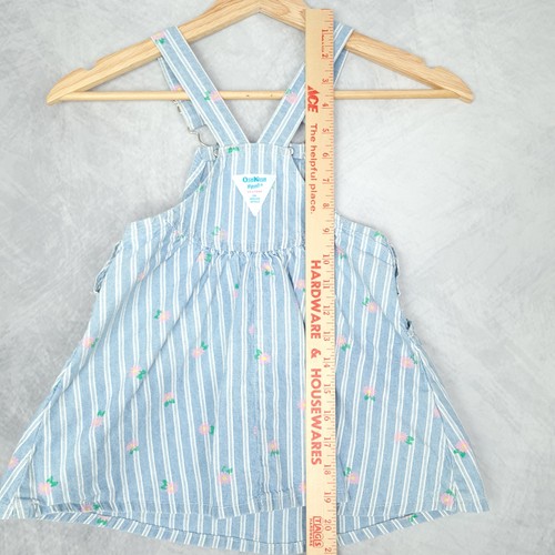 Vintage OshKosh B'gosh Mädchen Jeanskleid 2T Blumen Streifen USA Vestbak Overallls - Bild 14 von 17
