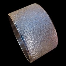 Set of 7 Silverplate Napkin Rings Brushed Finish Wide Band Silver Tone Unmarked