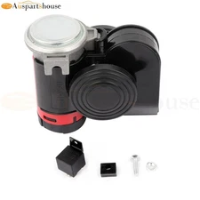 Electric Dual Tone Compact Air Horn Kit For Motorcycle Yacht Boat SUV 120DB