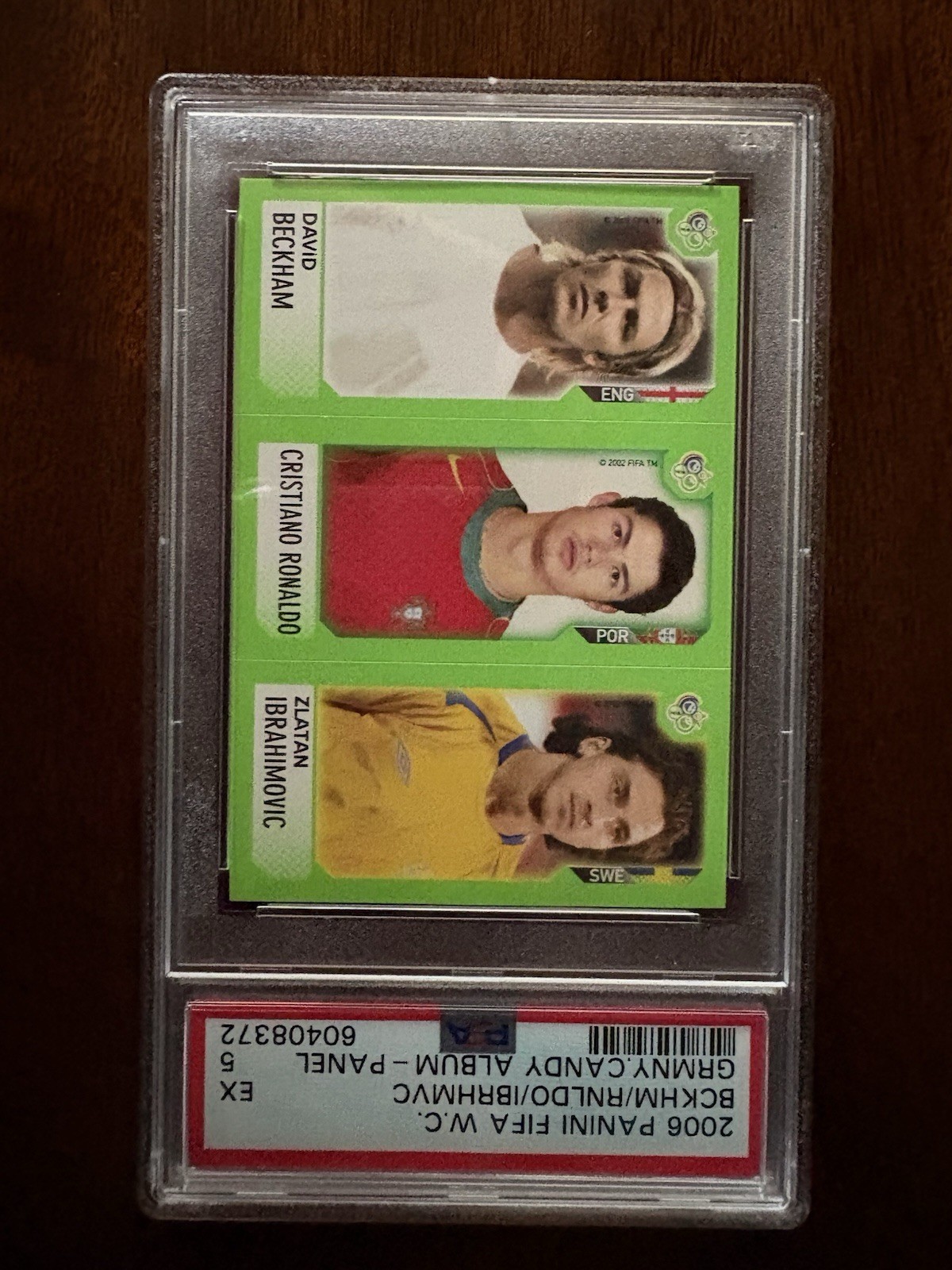 Beckham Ronaldo Zlatan 2006 Panini FIFA World Cup Germany Candy Album PSA 5 EX view 3