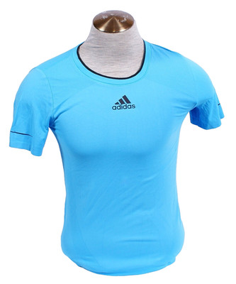 Adidas Men's M  Blue Super Nova Short Sleeve Running Shirt  Wicking