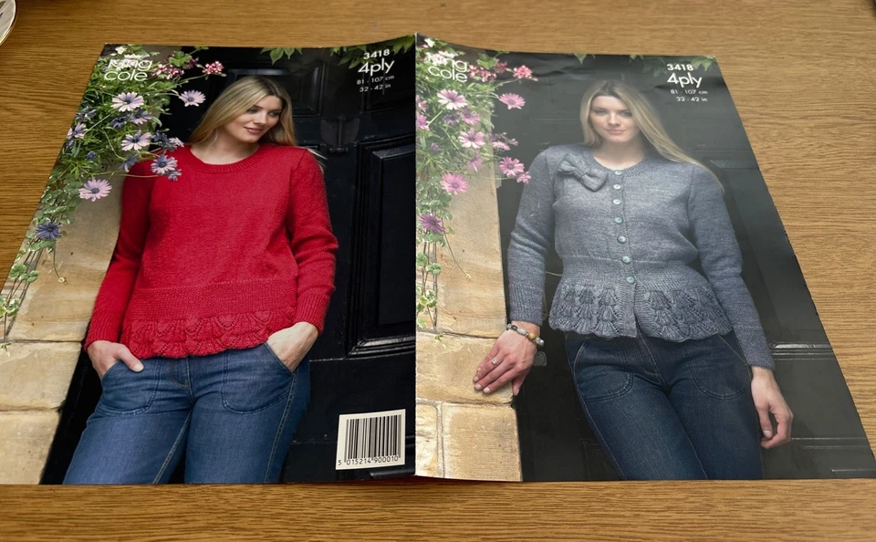 King Cole Knitting Pattern 3418. 4 Ply. 81-107cm. Cardigan & Sweater - Image 2 of 4