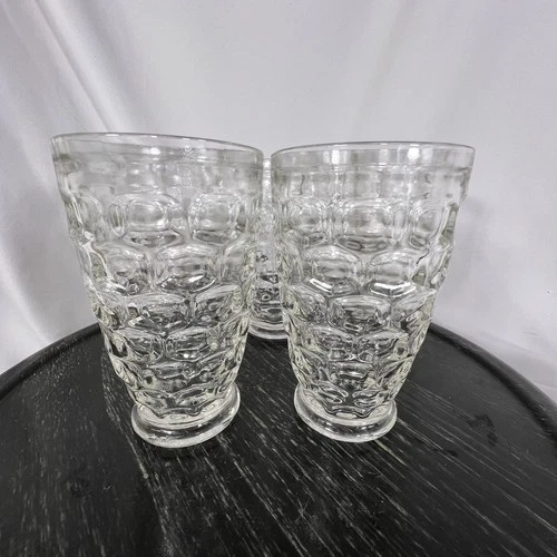 Federal Glass Yorktown Colonial Set of 4 Tumblers 5.25” Vintage Thumbprint
