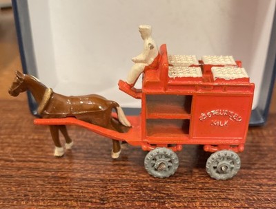Vintage Moko ? Lesney Matchbox #7a Horse-Drawn Milk Float Orange Miniature NICE