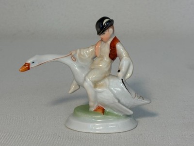 Herend Porzellan Gänsereiter Nils Holgersen Figur 1. Wahl Bodenmarke Ungarn TOP