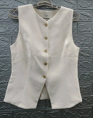 New Wilfred Aritza Slim Fit Linen Button Up Regal Suit Vest White Size 10