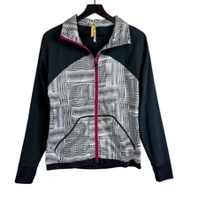 Lole Running Lightweight Breathable Windbreaker Jacket Black White - S