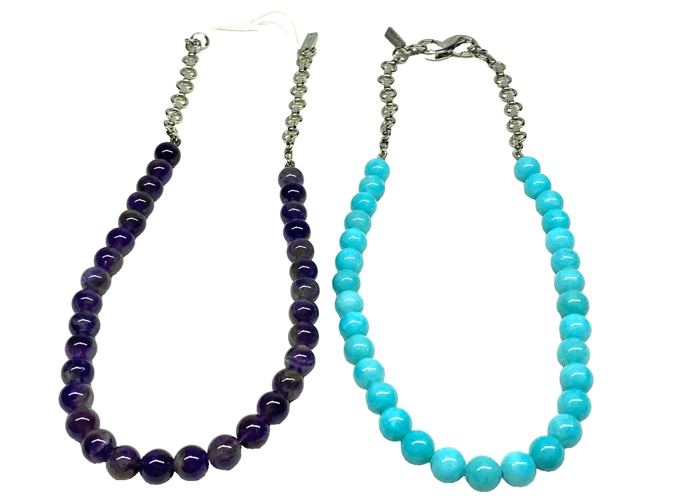 2 colares Lia Sophia InfinitMe ametista e jade aquática com um fecho infinito - Imagem 2 de 4